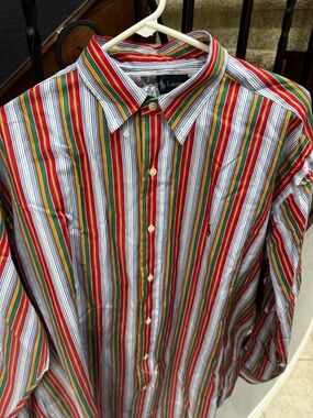 Large NEW Ralph Lauren Multicolor Vertical Stripe Button-Down Shirt